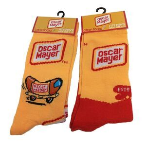 Oscar Mayer Hotdogs Novelty 2 Pair Adult Men Crew Socks Size 6-12 NWT